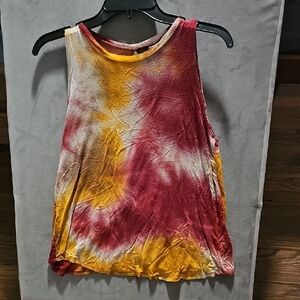 Sleeveless Tie-Dye Tank Top in Burgundy & Mustard
